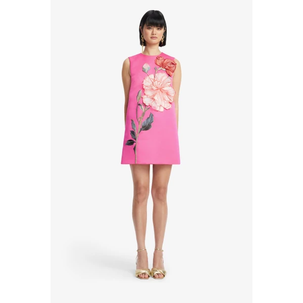 Leo Lin Yvonne Appliqué Floral Mini Dress  - Leo Lin Dress - Australian Luxury Fashion - Shop at Coveti