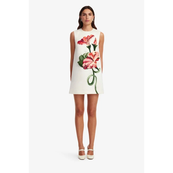 Leo Lin Yvonne Appliqué Floral Mini Dress  - Leo Lin Dress - Australian Luxury Fashion - Shop at Coveti