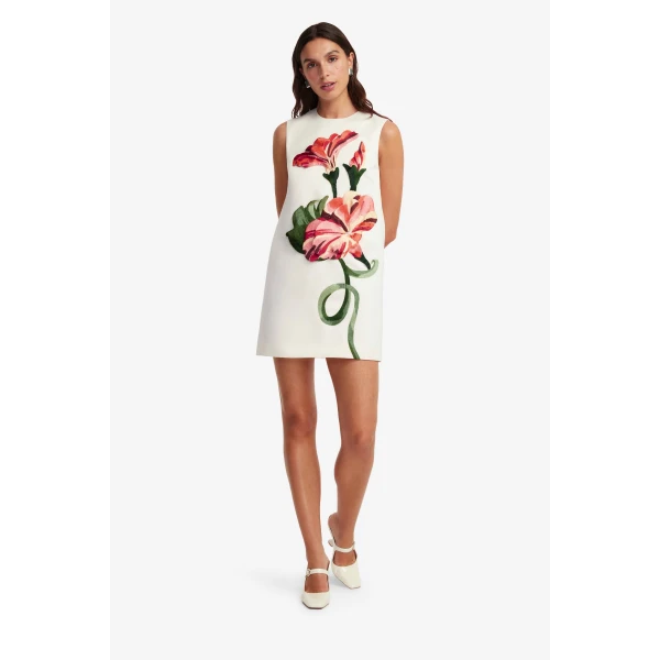 Leo Lin Yvonne Appliqué Floral Mini Dress  - Leo Lin Dress - Australian Luxury Fashion - Shop at Coveti