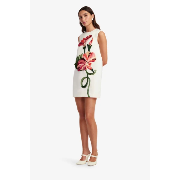 Leo Lin Yvonne Appliqué Floral Mini Dress  - Leo Lin Dress - Australian Luxury Fashion - Shop at Coveti