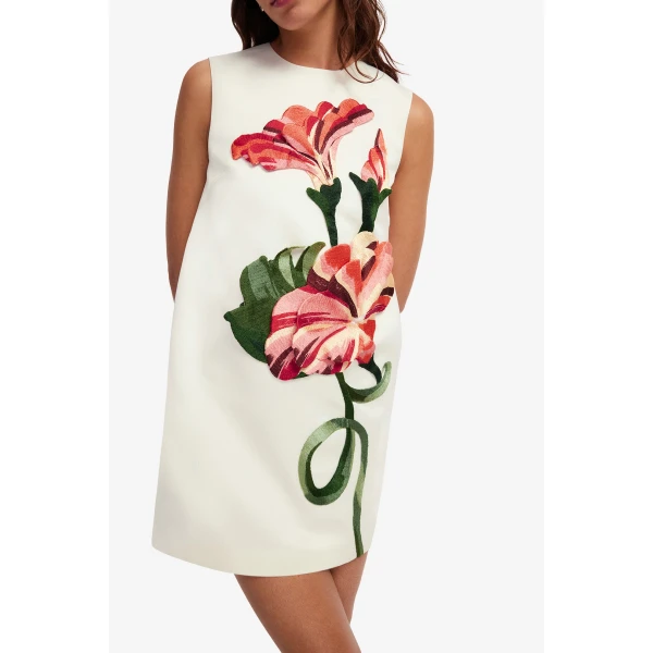 Leo Lin Yvonne Appliqué Floral Mini Dress  - Leo Lin Dress - Australian Luxury Fashion - Shop at Coveti