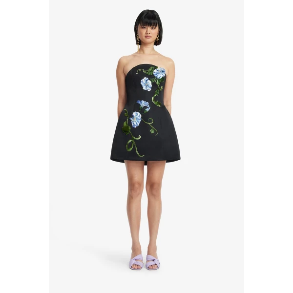 Leo Lin Zaria Appliqué Floral Bustier Mini Dress  - Leo Lin Dress - Australian Luxury Fashion - Shop at Coveti