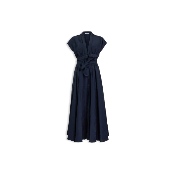 Alaia Linen Blend Belted Dress