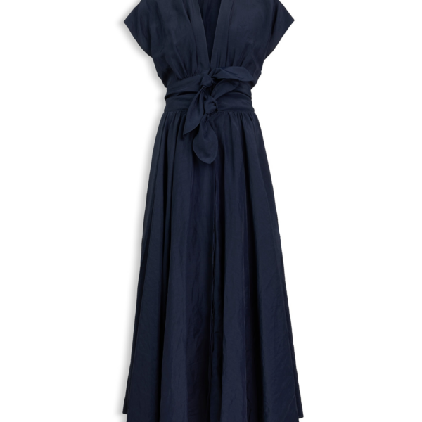 Alaïa Linen Blend Belted Dress - ALAÏA Dresses - Laser Cut Luxury - Shop at Coveti