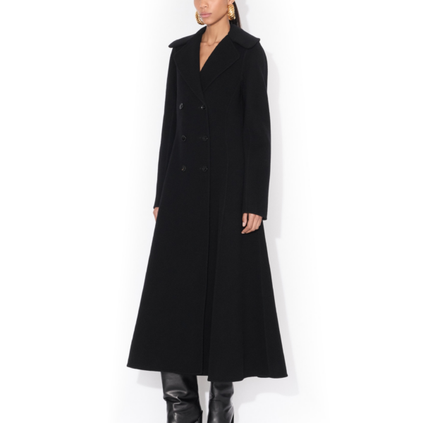 Alaïa Long Coat In Double Faced Wool - ALAÏA Coats - Laser Cut Luxury - Shop at Coveti