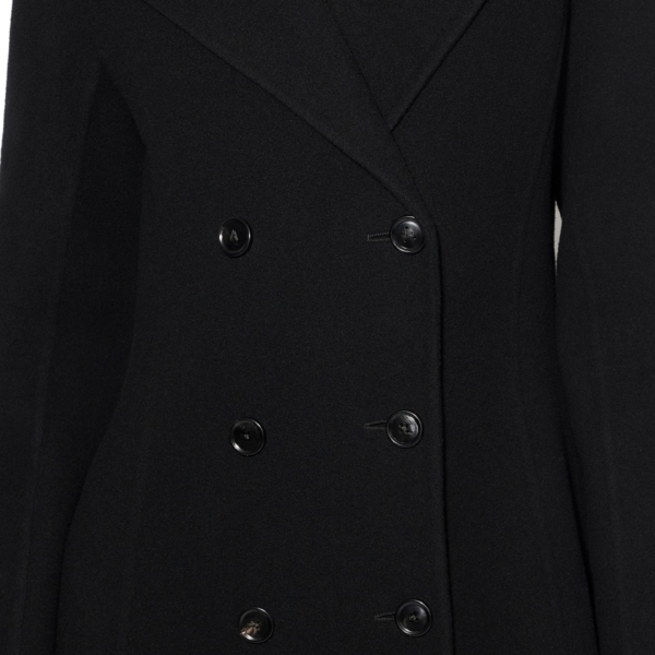 Alaïa Long Coat In Double Faced Wool - ALAÏA Coats - Laser Cut Luxury - Shop at Coveti