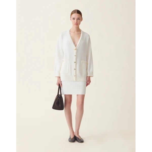 Fabiana Filippi Merino Wool Cardigan in Raffia, view 2