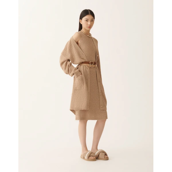 Fabiana Filippi Cotton Tape Cardigan with Sequins in Acer, view 2
