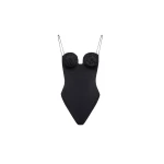 Magda Butrym 3D flower retro bustier swimsuit in black