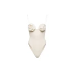 Magda Butrym 3D flower retro bustier swimsuit in cream
