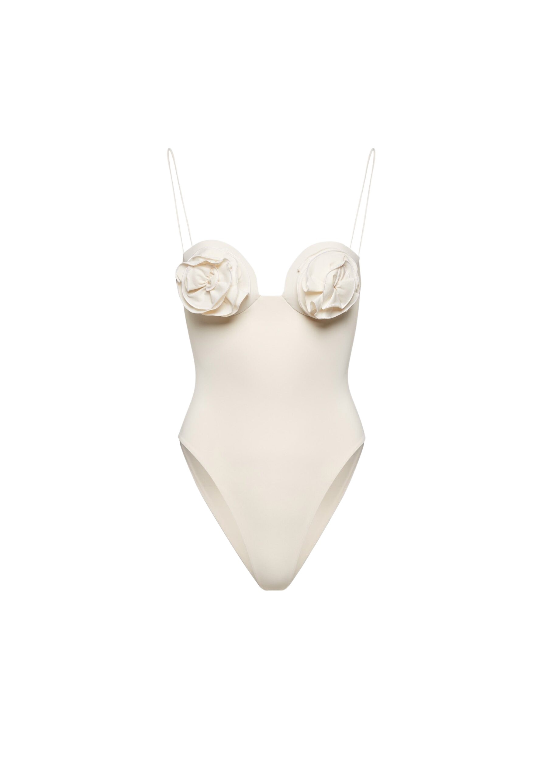 Magda Butrym 3D flower retro bustier swimsuit in cream