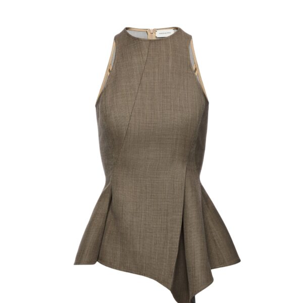 Magda Butrym Asymmetric sleeveless wool top in beige