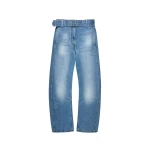 Magda Butrym Belted wide-leg denim trousers in light blue