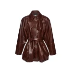 Magda Butrym Bubble hemline leather jacket in brown