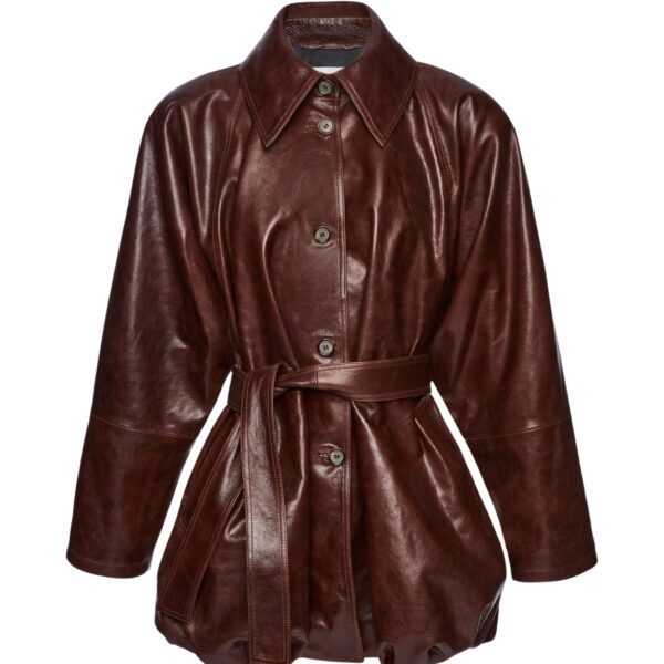Magda Butrym Bubble hemline leather jacket in brown