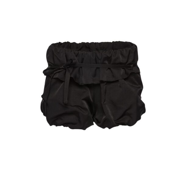 Magda Butrym Bubble silk shorts with ruffle waist in black