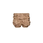 Magda Butrym Bubble silk shorts with ruffle waist in brown