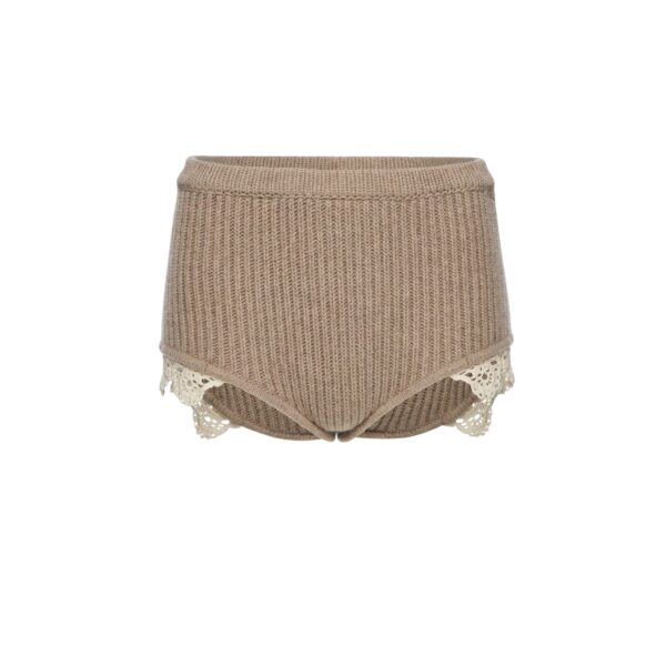 Magda Butrym Cashmere crochet-trim shorts in beige