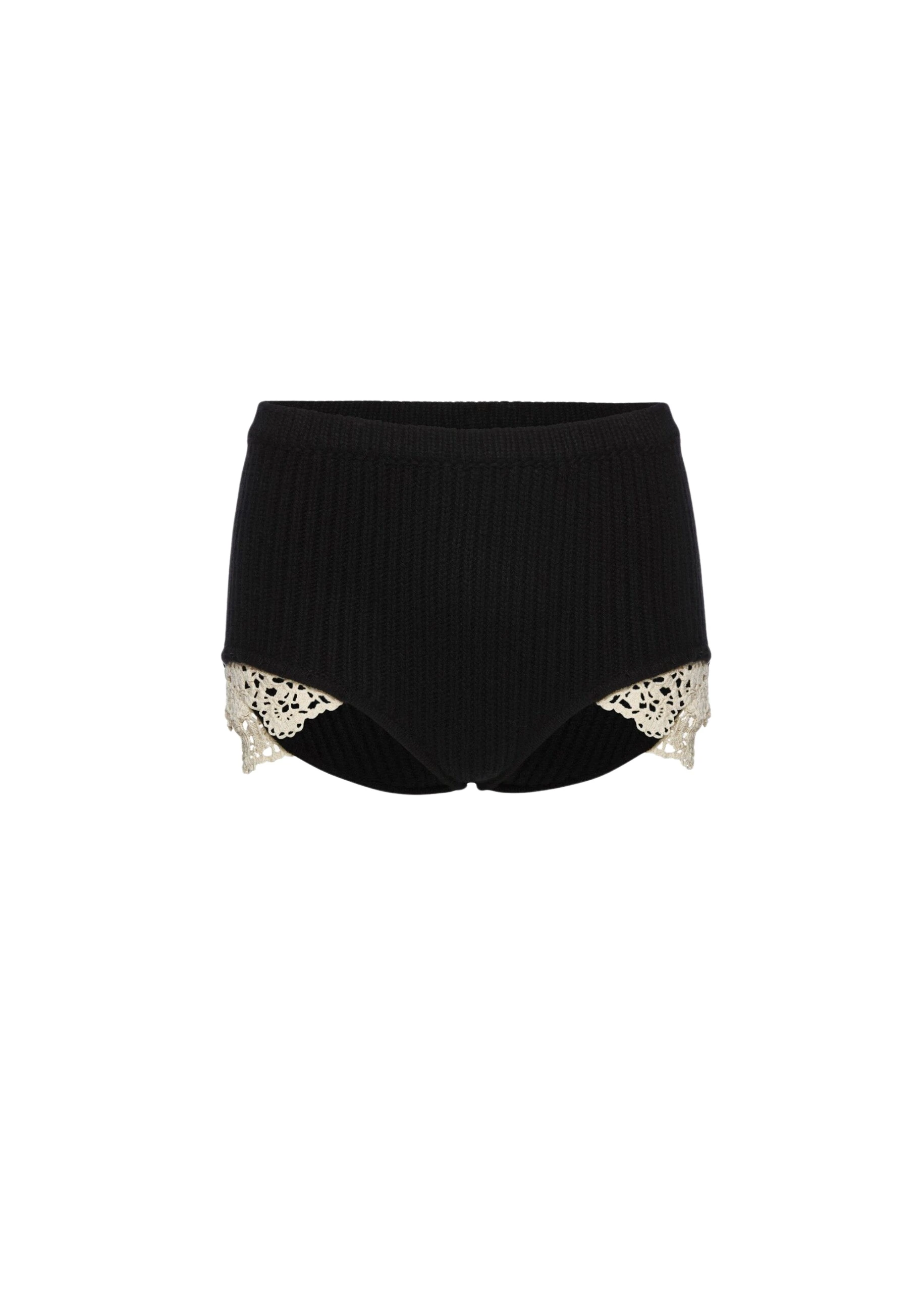 Magda Butrym Cashmere crochet-trim shorts in black