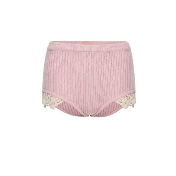 Magda Butrym Cashmere crochet-trim shorts in light pink