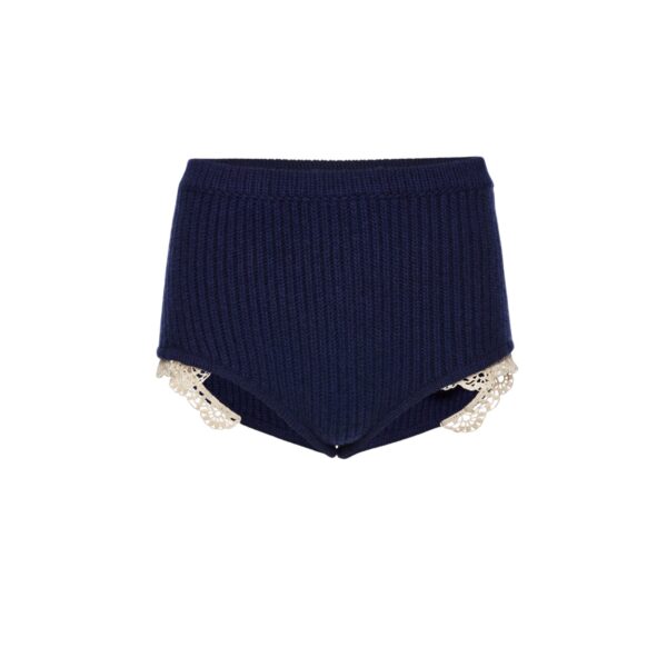 Magda Butrym Cashmere crochet-trim shorts in navy