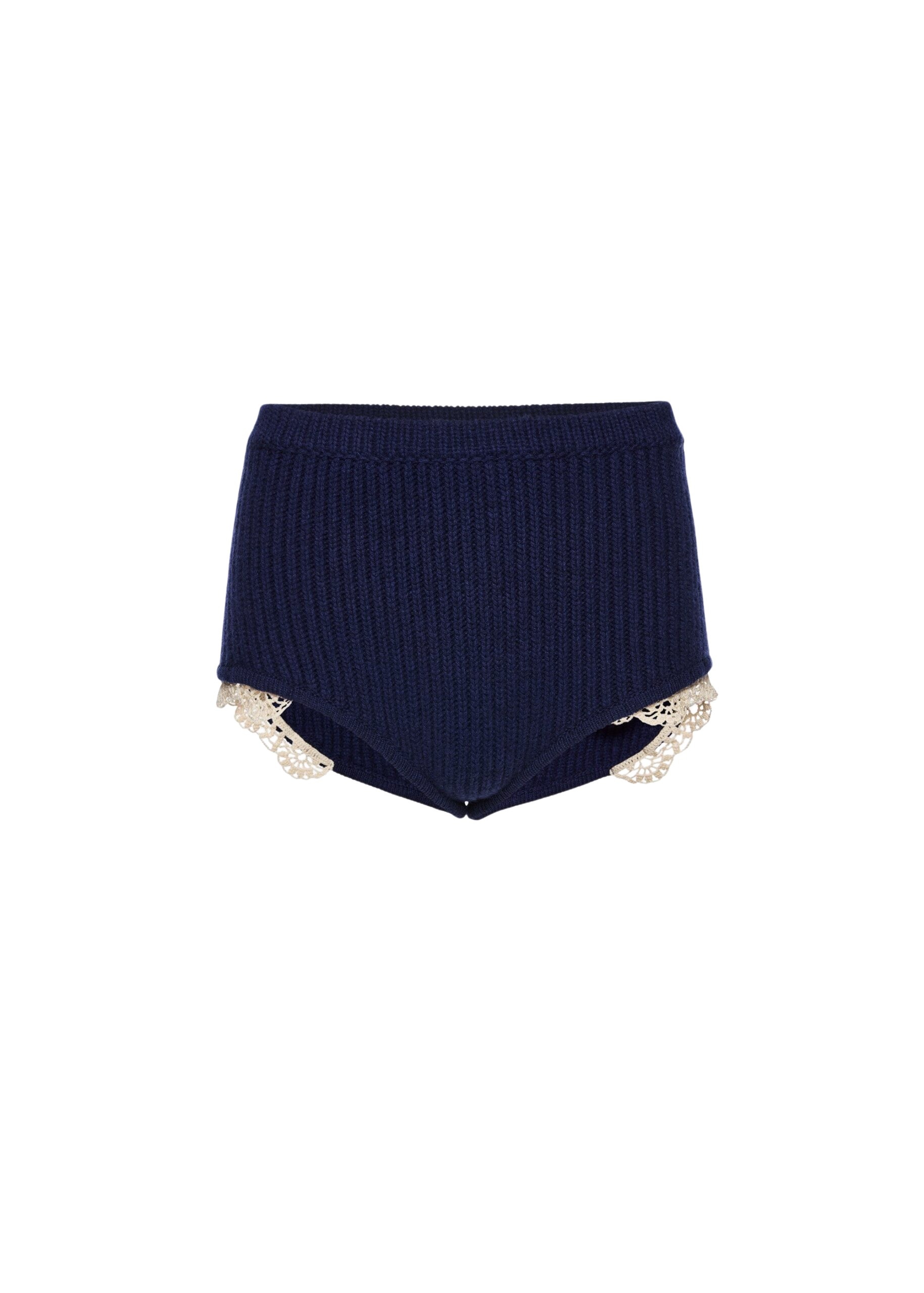 Magda Butrym Cashmere crochet-trim shorts in navy
