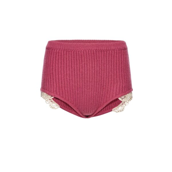 Magda Butrym Cashmere crochet-trim shorts in pink