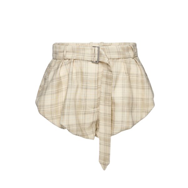 Magda Butrym Checkered flared cotton shorts in cream