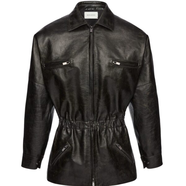Magda Butrym Cinched leather jacket in vintage black