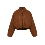 Magda Butrym Corduroy-effect leather bomber jacket in terracotta