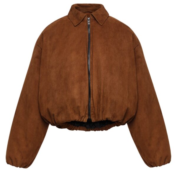Magda Butrym Corduroy-effect leather bomber jacket in terracotta