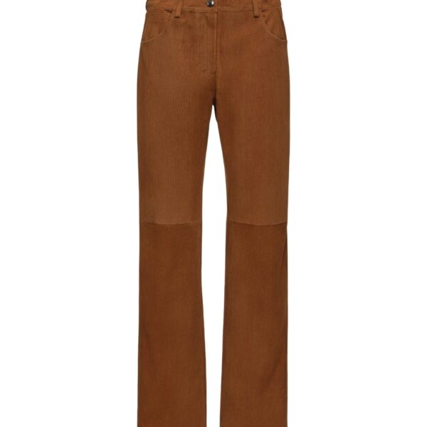 Magda Butrym Corduroy-effect leather straight-leg pants in terracotta