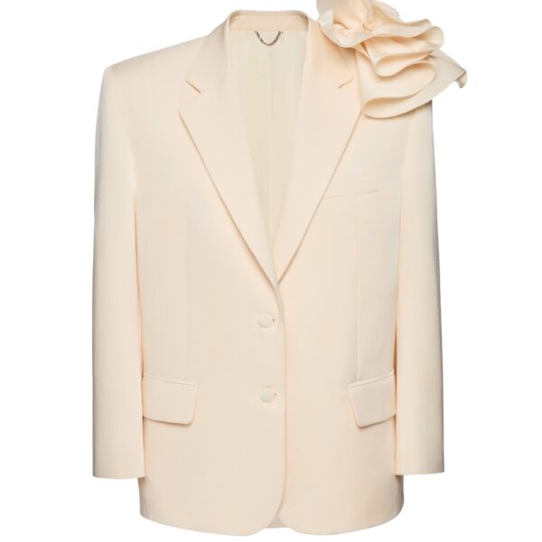 Magda Butrym Cotton and silk flower blazer in cream