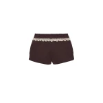 Magda Butrym Cotton jersey shorts with crochet lace trim in brown