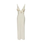 Magda Butrym Crepe high leg maxi dress in cream