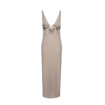 Magda Butrym Crepe high-leg maxi dress in light brown