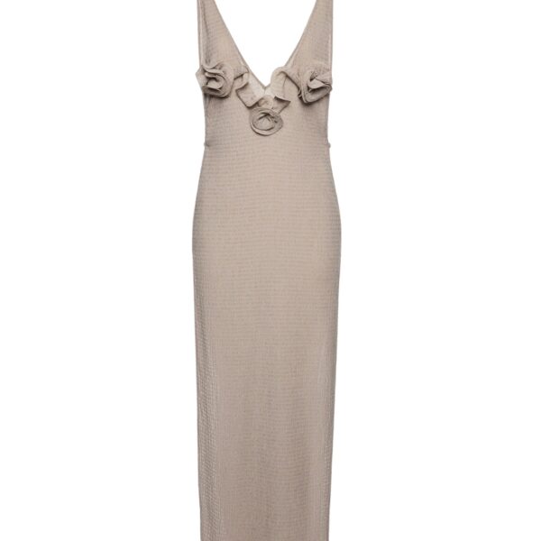 Magda Butrym Crepe high-leg maxi dress in light brown