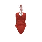 Magda Butrym Criss-cross halter swimsuit in orange