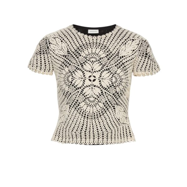 Magda Butrym Crochet and jersey t-shirt set in cream