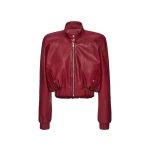 Magda Butrym Cropped leather bomber jacket in cherry red