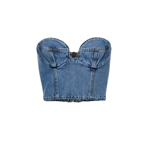 Magda Butrym Denim bustier top in dark blue