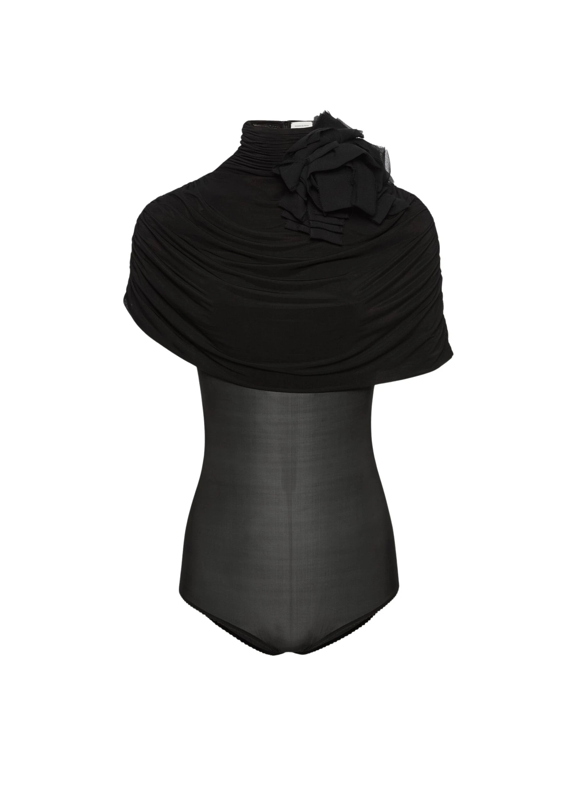 Magda Butrym Draped cape-effect cupro bodysuit in black