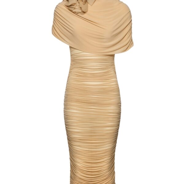 Magda Butrym Draped cape-effect midi dress in beige