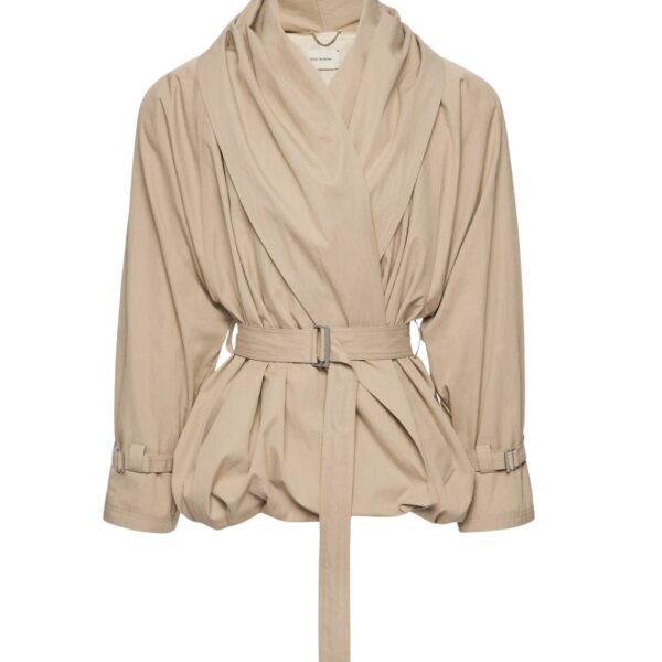 Magda Butrym Draped collar cotton jacket in beige