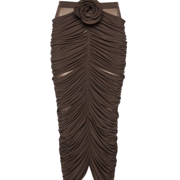 Magda Butrym Draped flower-detail midi skirt in brown