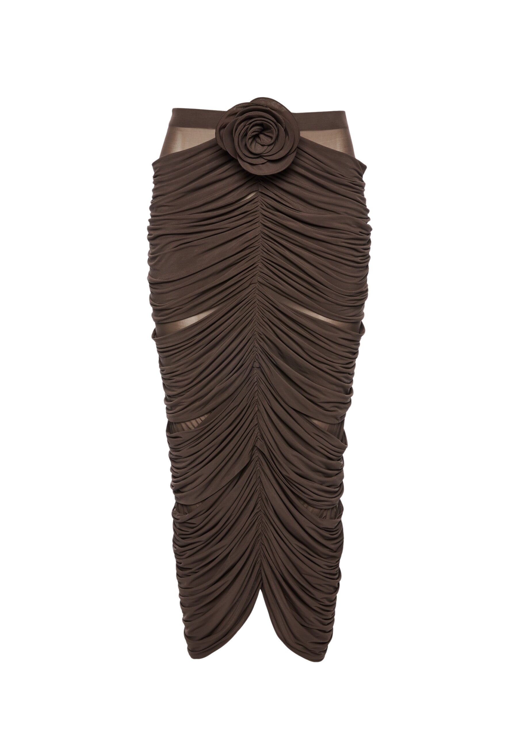 Magda Butrym Draped flower-detail midi skirt in brown