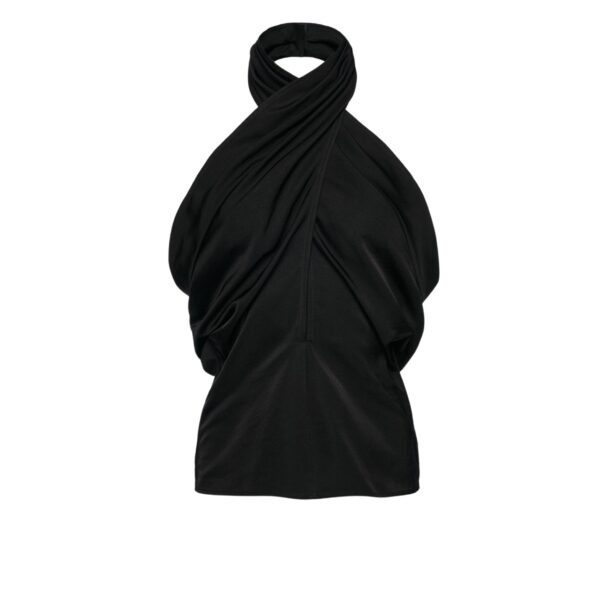 Magda Butrym Draped halterneck cotton and silk blouse in black
