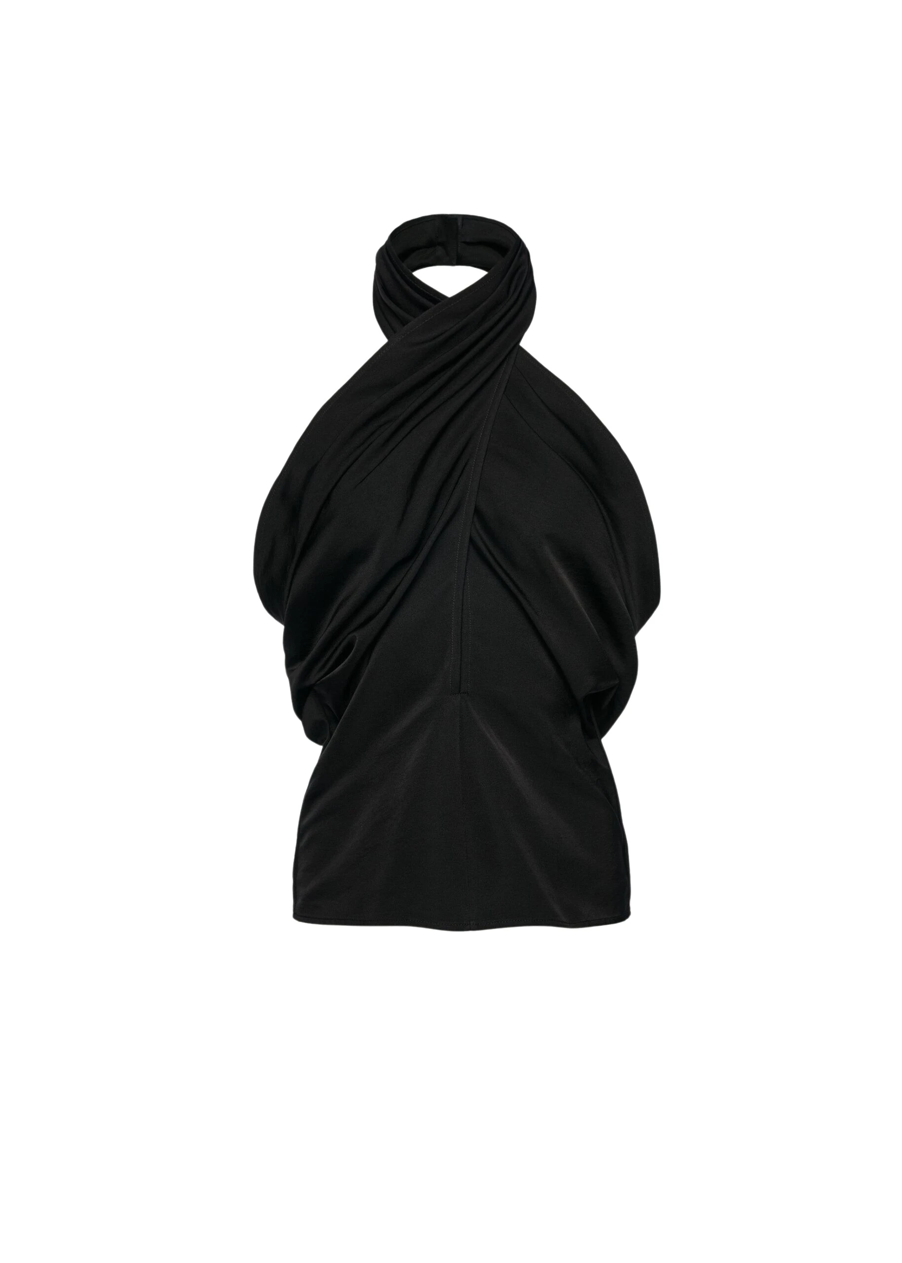 Magda Butrym Draped halterneck cotton and silk blouse in black