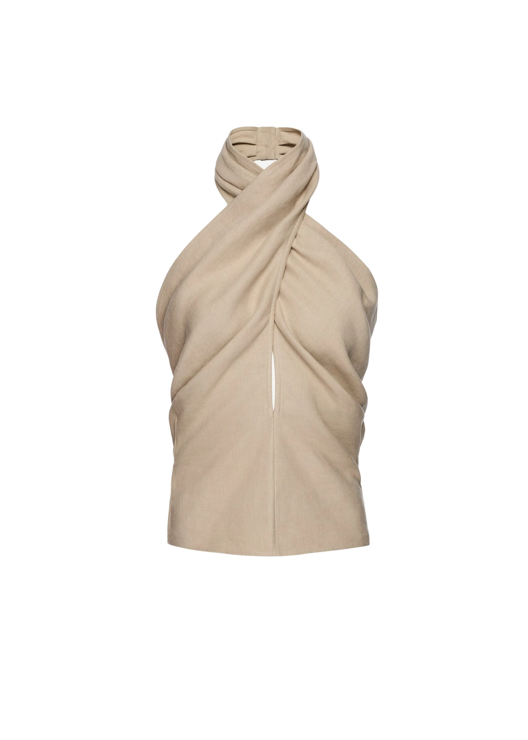 Magda Butrym Draped halterneck linen blouse in beige