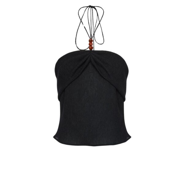 Magda Butrym Draped halterneck top with beads in black
